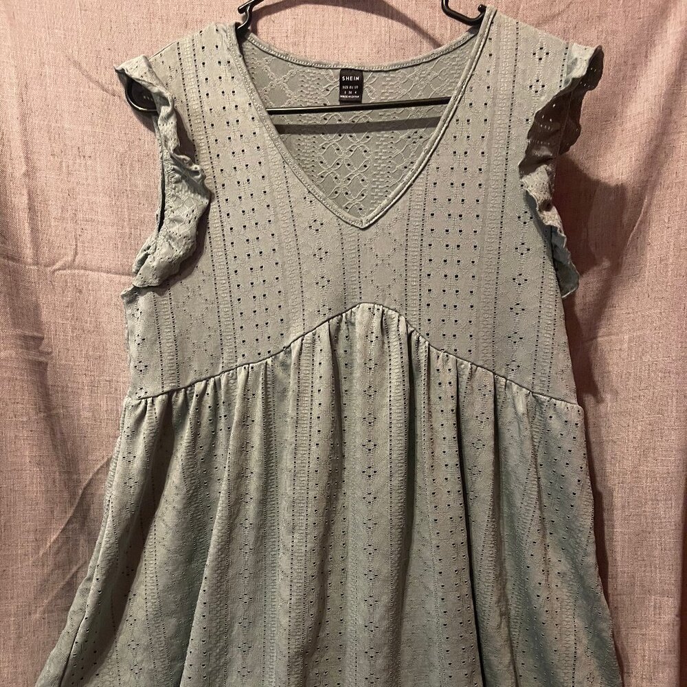 Womens NWOT Sage Green Eyelet SHEIN Dress